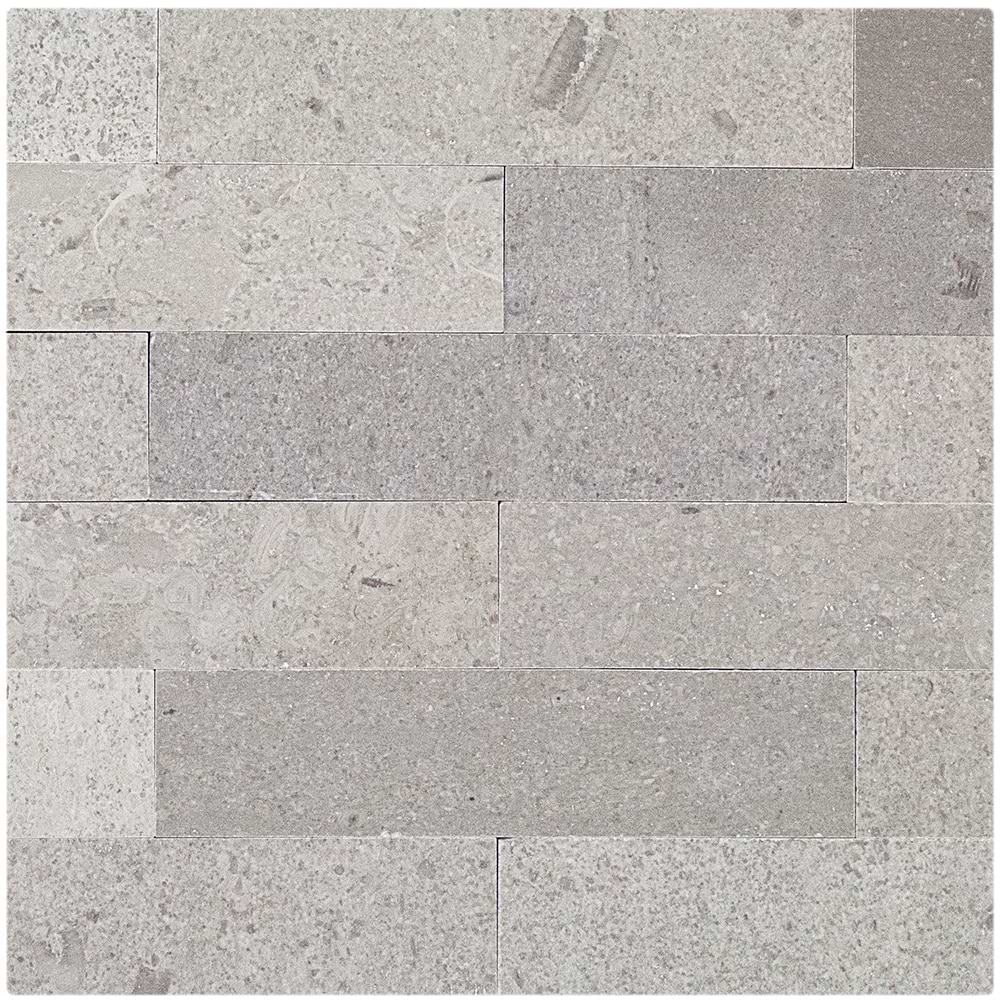 Brushed Stone Lady Gray 2x8 Honed Marble Subway Tile