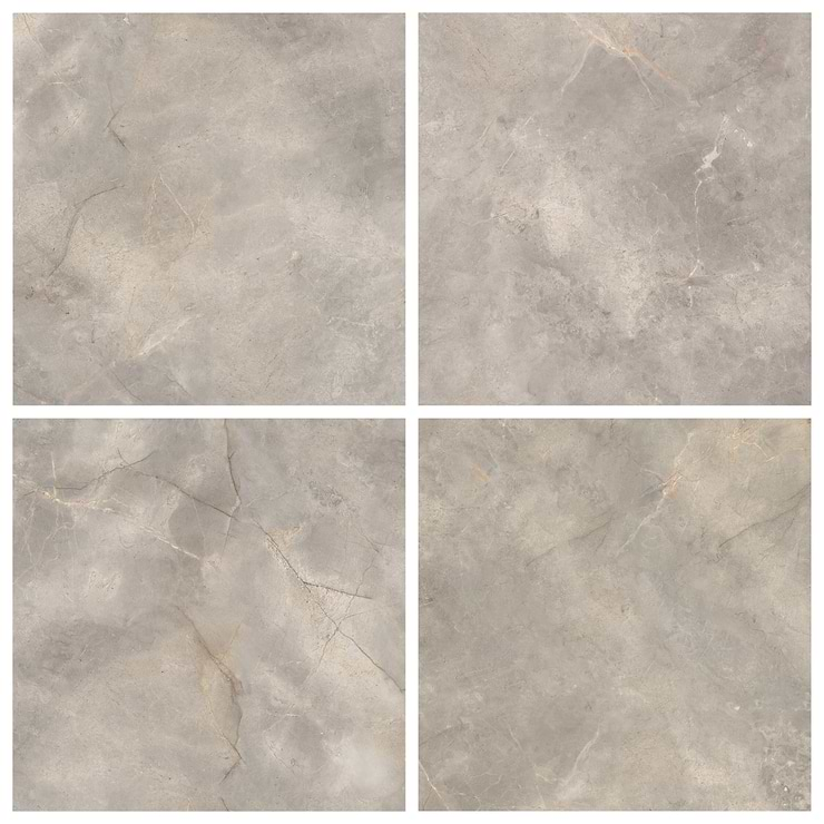 Autograph Grand Grigio Gray 48x48 Marble Look Satin Porcelain Tile