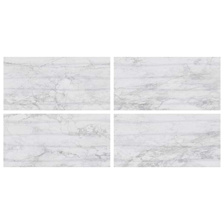 Autograph Vibe Caldia Oro White 24x48 3D Textured Marble Look Matte Porcelain Tile