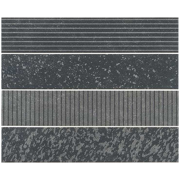 Texstone Deco Antracita Dark Gray 4x19 Textured Matte Porcelain Subway Tile