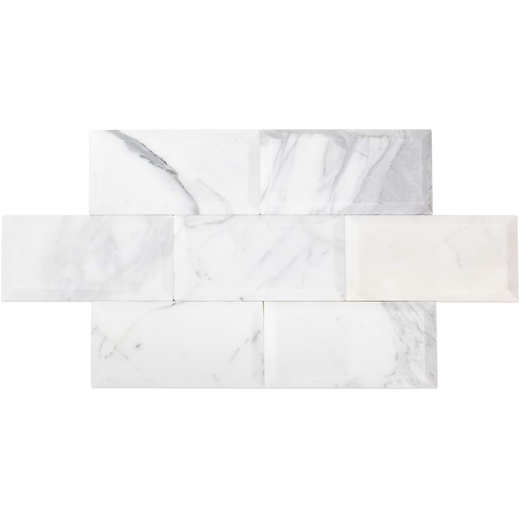 Calacatta 3x6 Beveled Polished Marble Tile