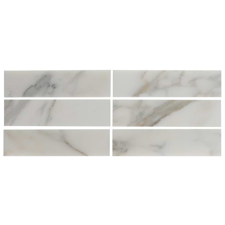 Calacatta White Gold 2x8 Honed Marble Subway Tile