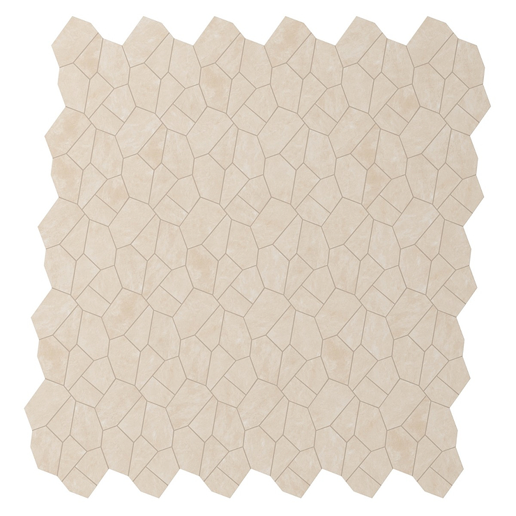 Era Crema Beige Organic Pattern Limestone Look Matte Porcelain Mosaic Tile