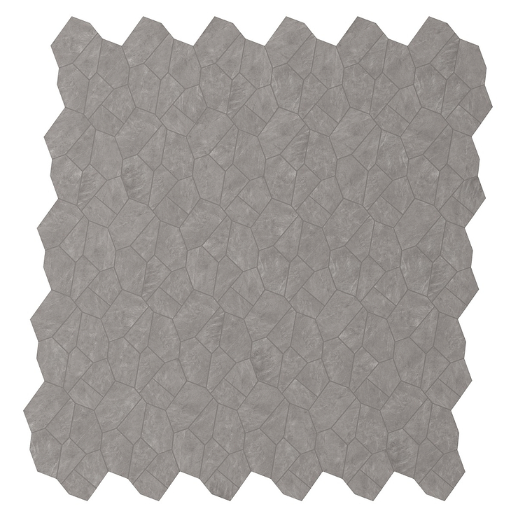 Era Slate Gray Organic Pattern Limestone Look Matte Porcelain Mosaic Tile