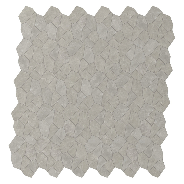 Era Silver Gray Organic Pattern Limestone Look Matte Porcelain Mosaic Tile