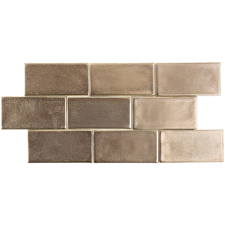 Nabi Subway Metallic Copper Brown 3x6 Matte Glass Tile