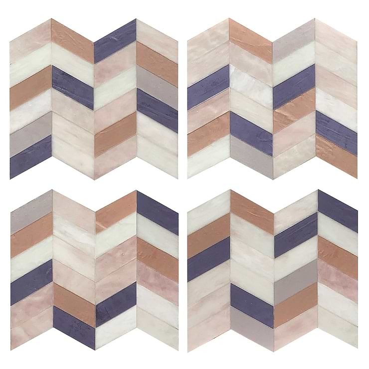 Elizabeth Sutton Meta Rio Rose Gold 2x5 Chevron Glossy Glass Mosaic Tile