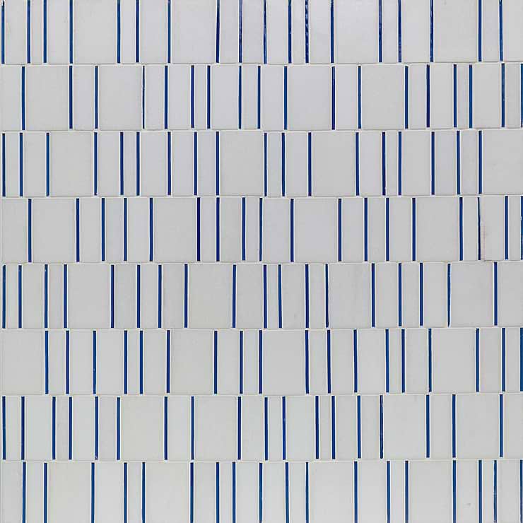 Sky's The Limit Blue and White Marble & Glass Polished Mosaic Tile by Kerrie Kelly