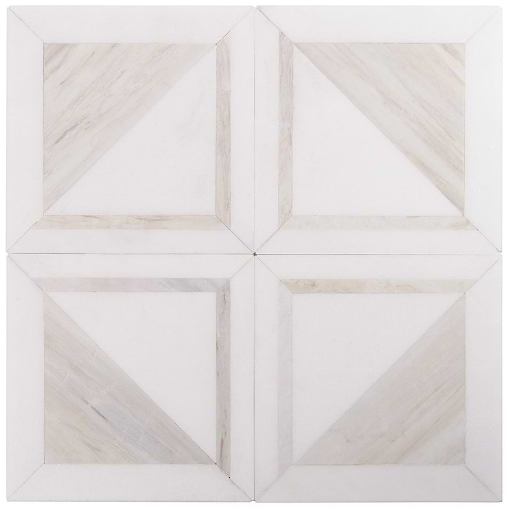 GeoMarble Lados Thassos Sabbia Polished Marble Mosaic Tile