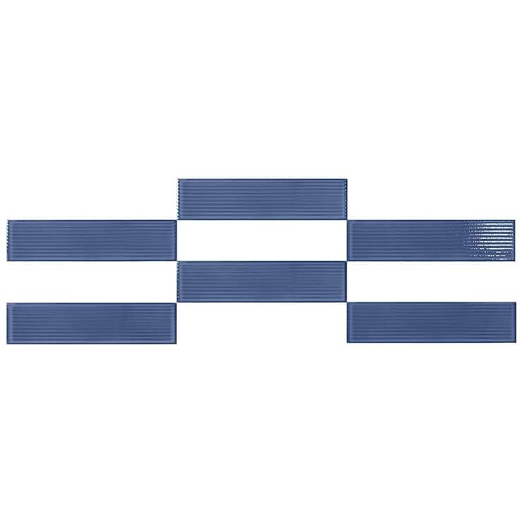 Stacy Garcia ArtBlock Denim Blue 4x16 Fluted Glossy Porcelain Tile