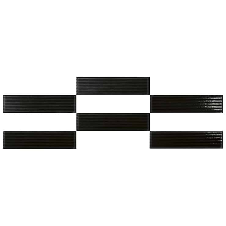 Stacy Garcia ArtBlock Nero Black 4x16 Fluted Glossy Porcelain Tile
