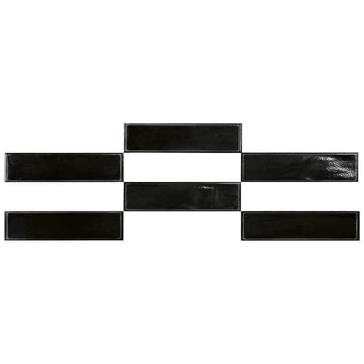 Stacy Garcia ArtBlock Nero Black 4x16 Glossy Porcelain Tile