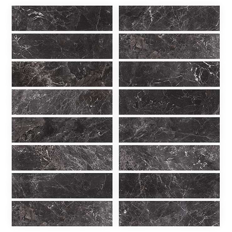 Marmo Perfetto Nero Black 4x16 Semi-Polished Porcelain Tile
