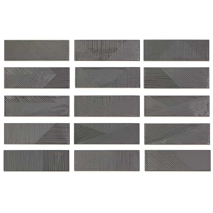 Enigma Graphite 2x8 Polished Ceramic Tile