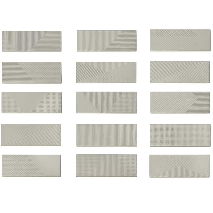 Enigma Light Gray 2x8 Polished Textured Ceramic Wall Tile