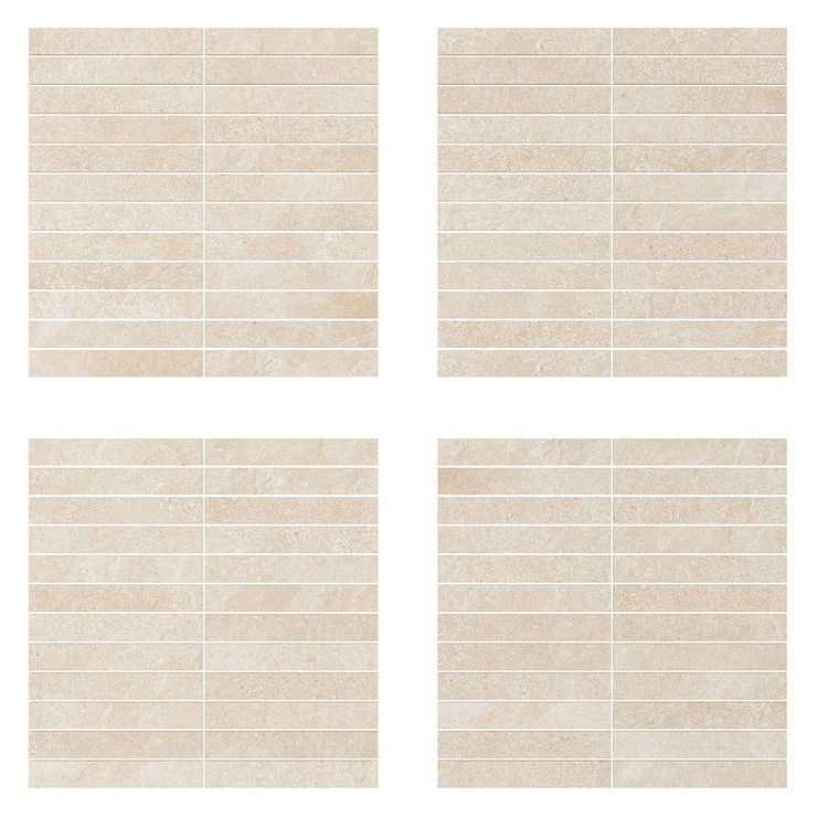 Era Crema Beige 1x6 Stacked Limestone Look Matte Porcelain Mosaic Tile