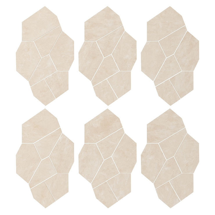 Era Crema Beige Organic Pattern Limestone Look Matte Porcelain Mosaic Tile