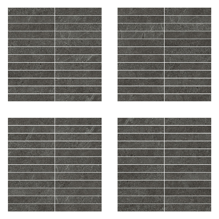 Era Charcoal Black 1x6 Stacked Limestone Look Matte Porcelain Mosaic Tile