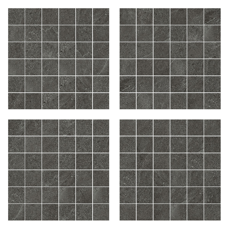 Era Charcoal Black 2x2 Limestone Look Matte Porcelain Mosaic Tile