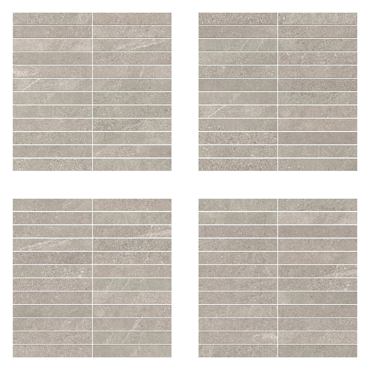 Era Silver Gray 1x6 Stacked Limestone Look Matte Porcelain Mosaic Tile