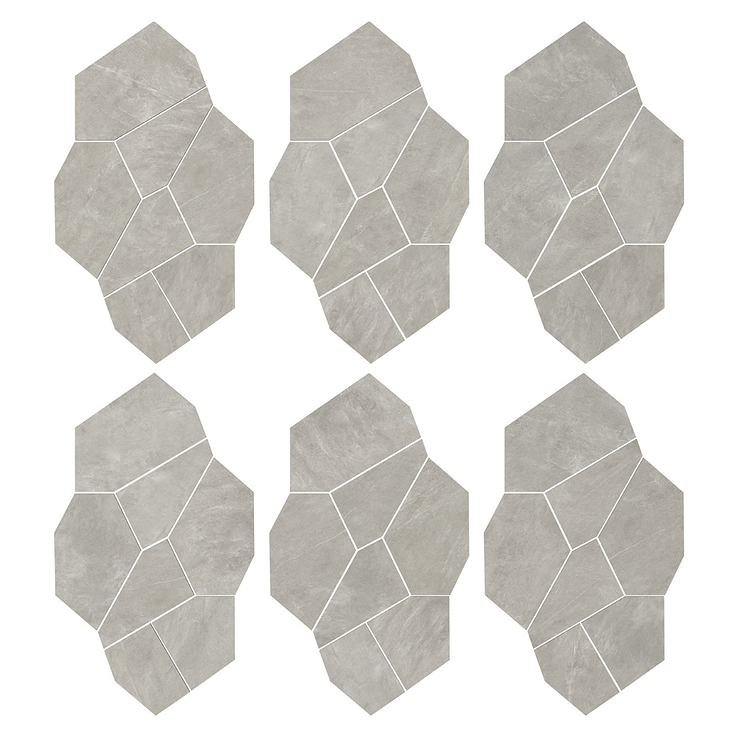 Era Silver Gray Organic Pattern Limestone Look Matte Porcelain Mosaic Tile