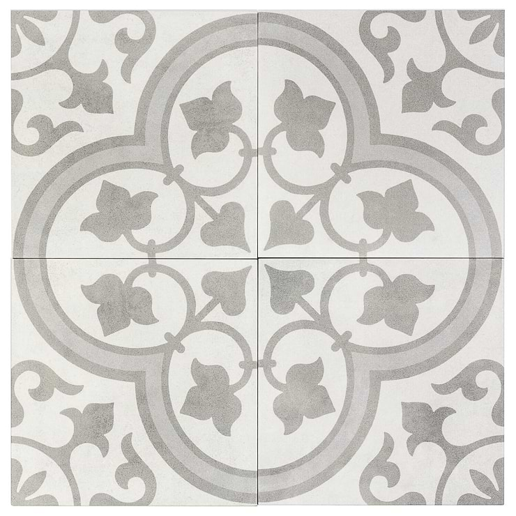 Cascais Silver Ornate 9x9 Matte Porcelain Tile