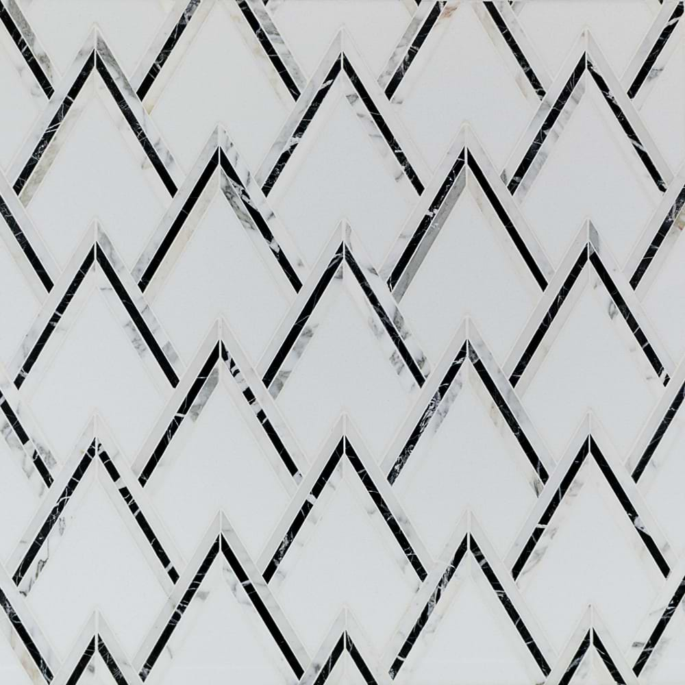 VZAG Nero Black and White Marquina 6" Polished Marble Mosaic Tile by Vanessa Deleon