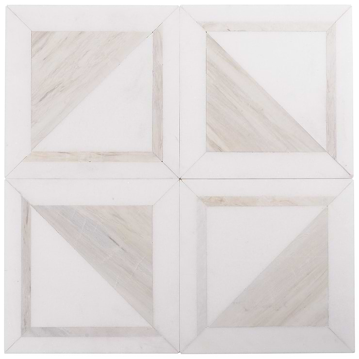 GeoMarble Lados Thassos Sabbia Polished Marble Mosaic Tile