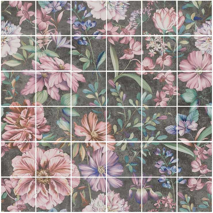 Angela Harris Wilder Garden Pink 8x8 Mural Matte Porcelain Tile