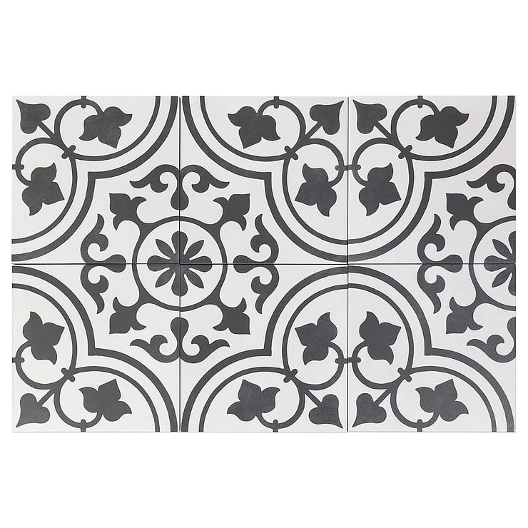 Cascais White Ornate 9x9 Matte Porcelain Tile