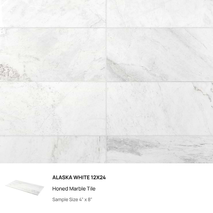 Top Selling White Marble 12x24 Bathroom Tiles Sample Bundle (5)