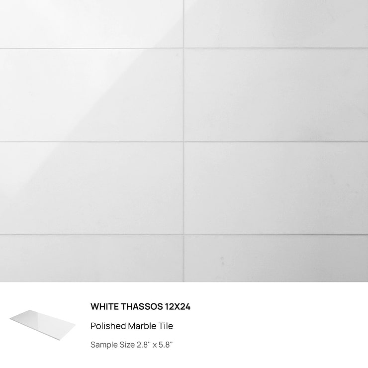 Top Selling White Marble 12x24 Bathroom Tiles Sample Bundle (5)