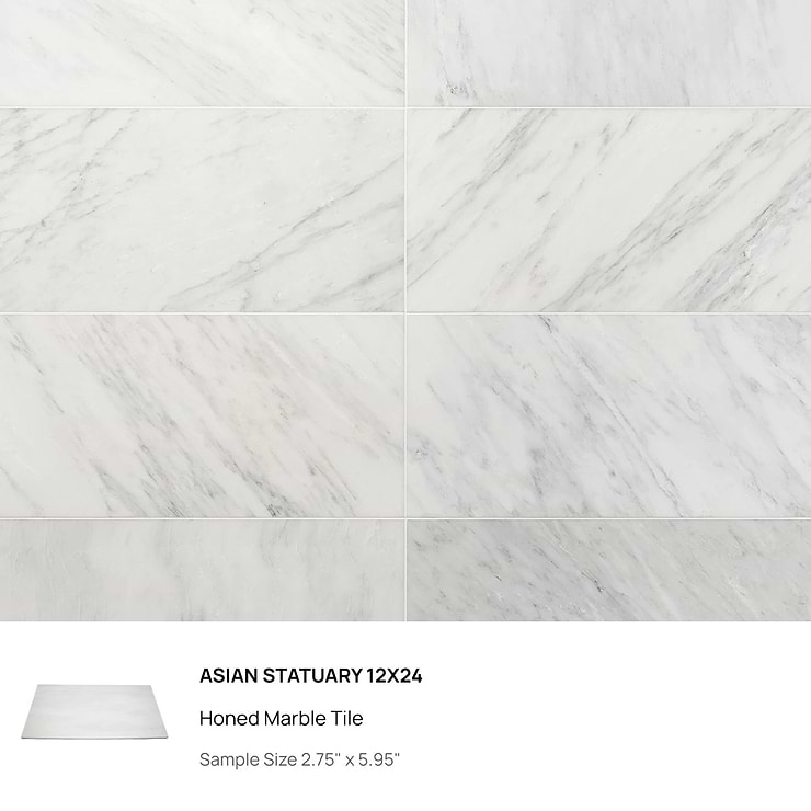 Top Selling White Marble 12x24 Bathroom Tiles Sample Bundle (5)