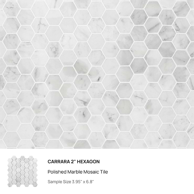 Top Selling White Marble Hexagon Mosaic Tiles Sample Bundle (5)