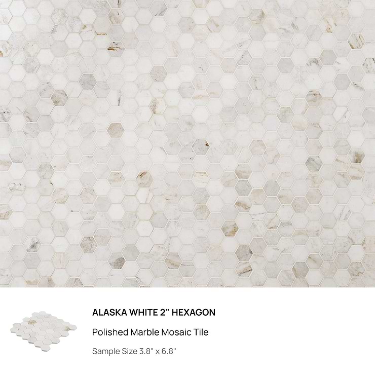 Top Selling White Marble Hexagon Mosaic Tiles Sample Bundle (5)