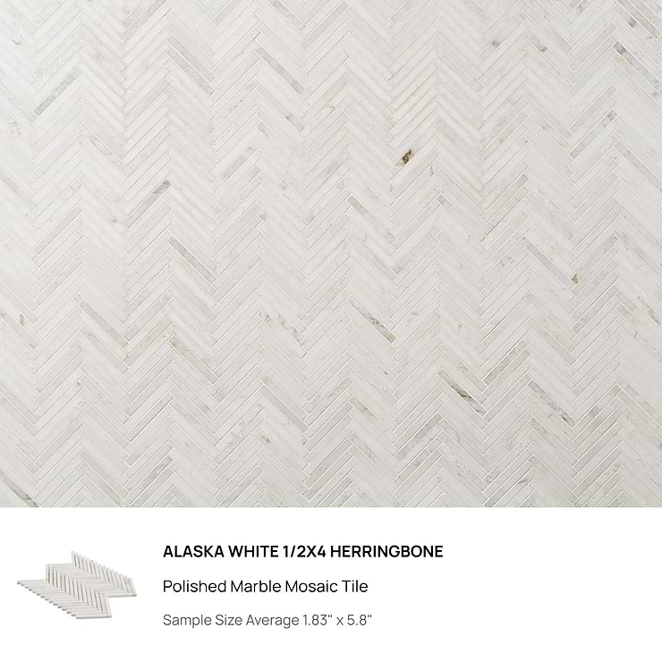 Top Selling White Marble Herringbone Tiles Sample Bundle (5)