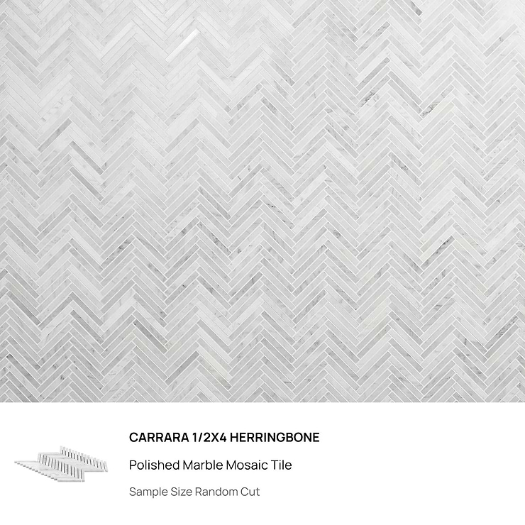 Top Selling White Marble Herringbone Tiles Sample Bundle (5)