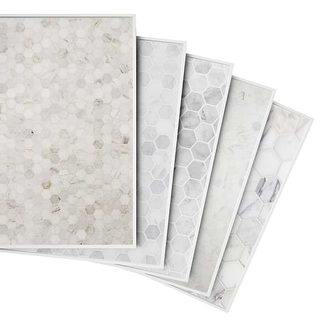 Top Selling White Marble Hexagon Mosaic Tiles Sample Bundle (5)