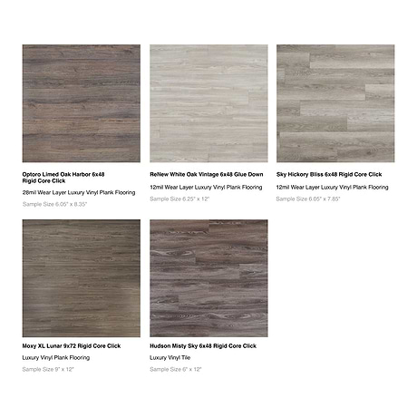 Top Selling Cool Gray Luxury Vinyl Flooring Tiles Sample Bundle (5)