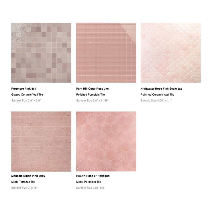 Top Selling Pink Tiles Sample Bundle (5)