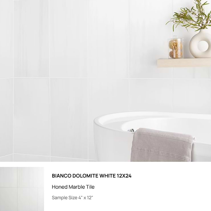 Top Selling White Marble 12x24 Bathroom Tiles Sample Bundle (5)