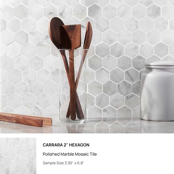 Top Selling White Marble Hexagon Mosaic Tiles Sample Bundle (5)