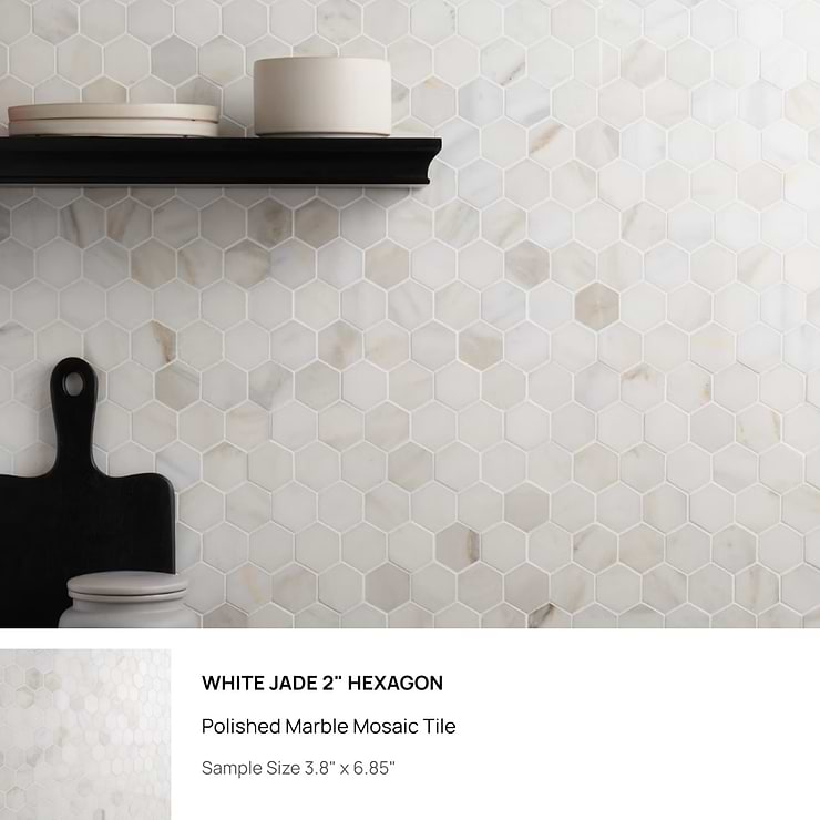 Top Selling White Marble Hexagon Mosaic Tiles Sample Bundle (5)