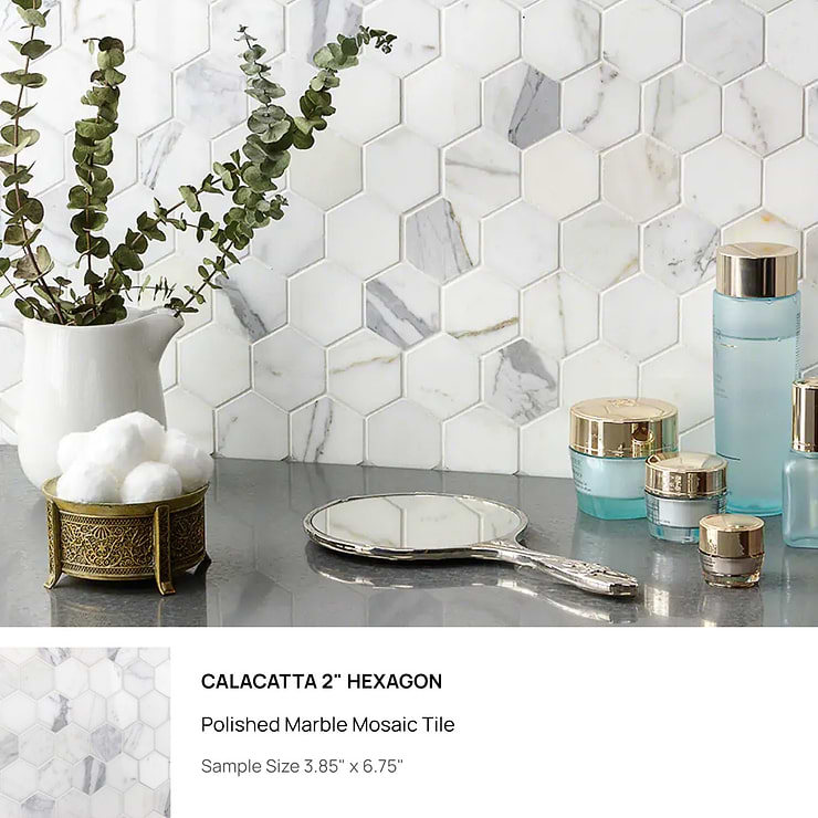 Top Selling White Marble Hexagon Mosaic Tiles Sample Bundle (5)