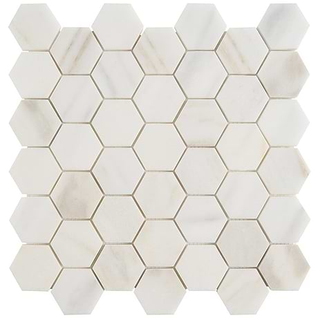 White Jade 2" Hexagon Polished Marble Mosaic