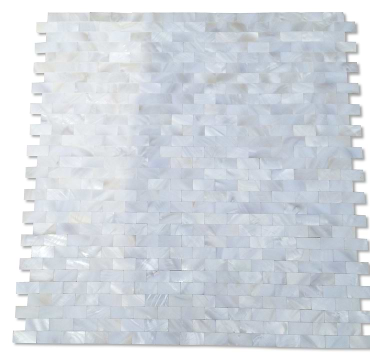 Serene White 1/2x1 Bricks Seamless Pearl Polished Mosaic Tile