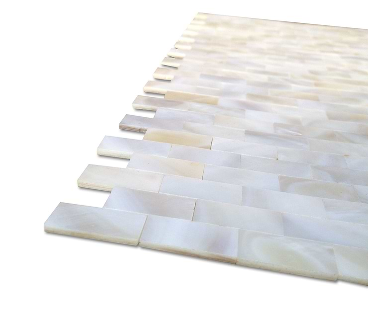 Serene White 1/2x1 Bricks Seamless Pearl Polished Mosaic Tile