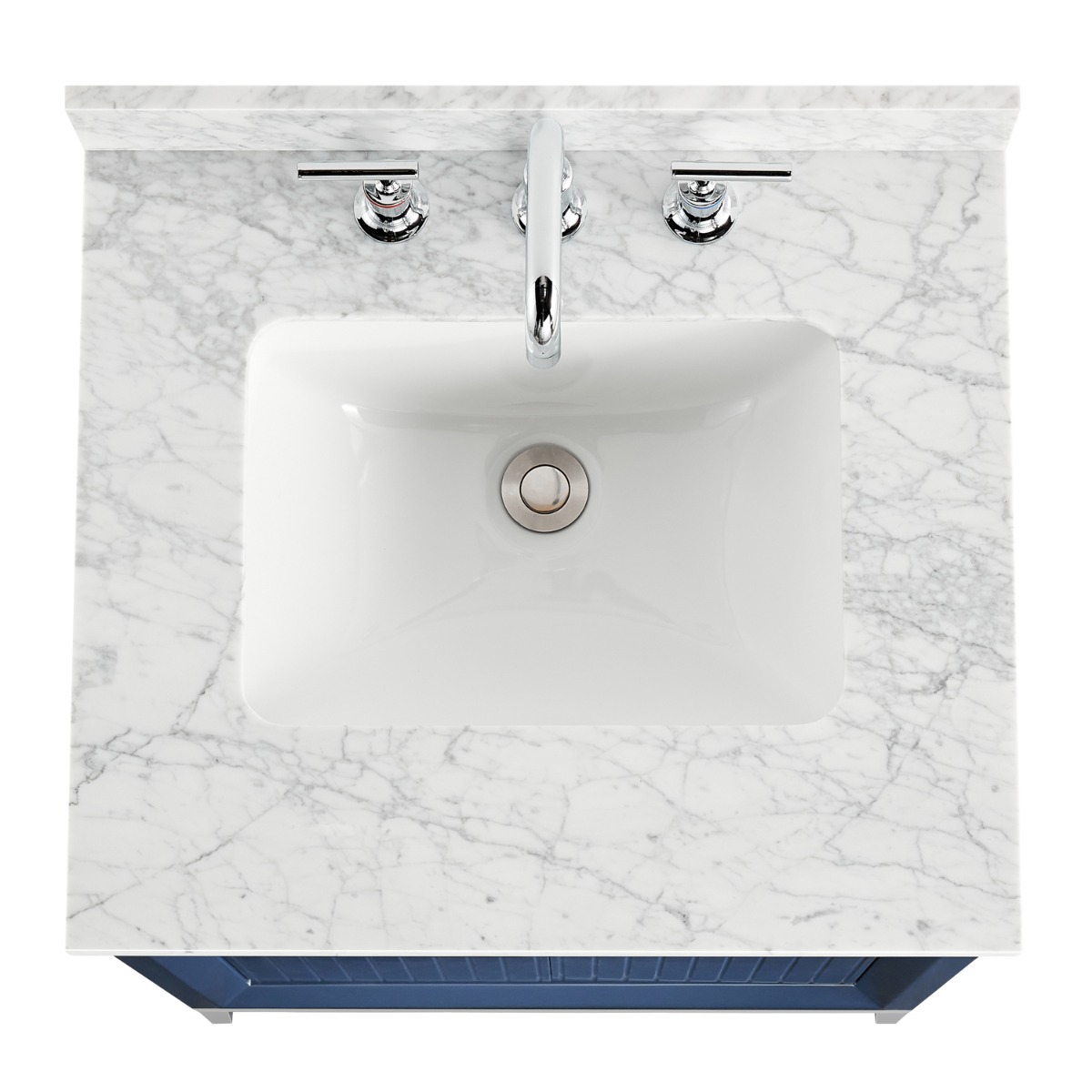 Bungalow Navy and Silver 24" Single Vanity with Carrara Marble Top