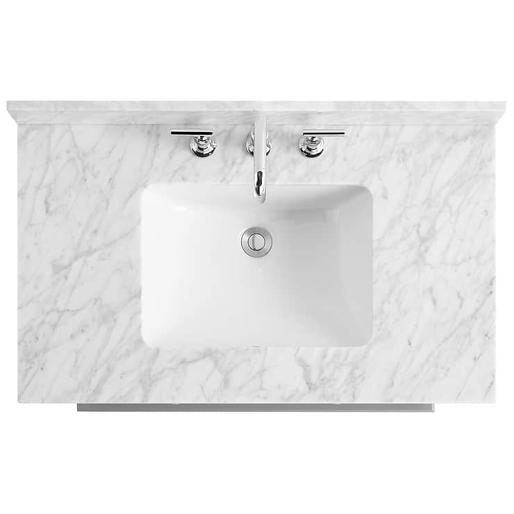 Nora 36" Gray Vanity with Carrara Marble Top and Ceramic Basin