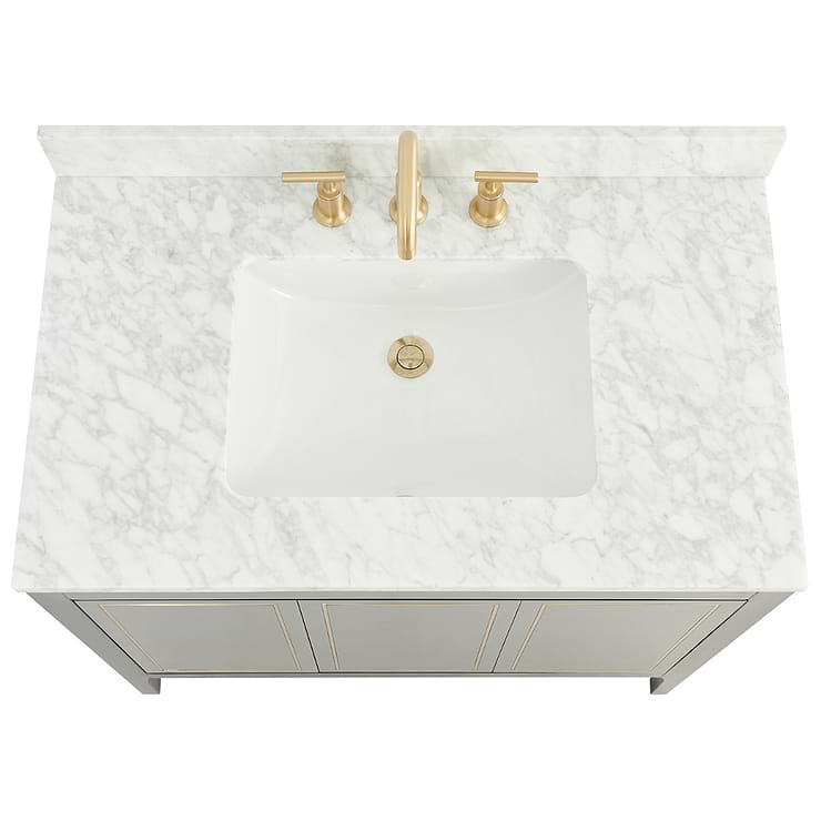 Province Navy and Gold 36" Single Vanity with Carrara Marble Top